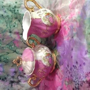 Vintage Venetian style cream and sugar bowl made in Japan